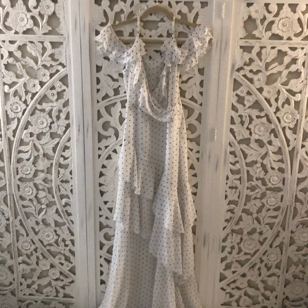 Polka dot maxi dress with flutter sleeves